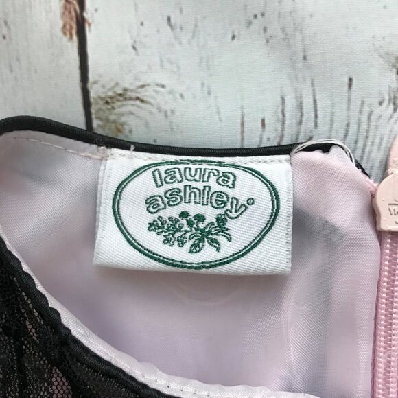 Laura Ashley Toddler Black Pink Rose Detail Party Dress  Size 4T - Picture 6 of 12